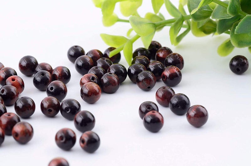 Cmidy Natural Stone Beads 100pcs 10mm Red Tiger Eye Round Genuine Real Stone Beading Loose Gemstone Hole Size 1mm DIY Charm Smooth Beads for Bracelet Necklace Earrings Jewelry Making (Red Tiger Eye,10mm) - Image 2